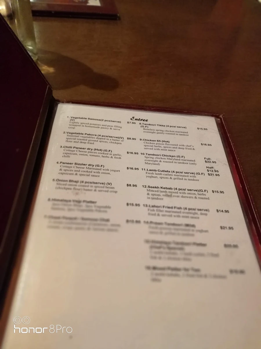 Menu, Himalaya Authentic Pakistani & Indian Restaurant