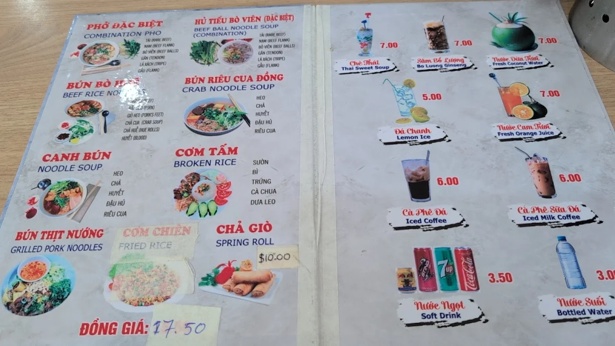 Menu, PHO BA NGA