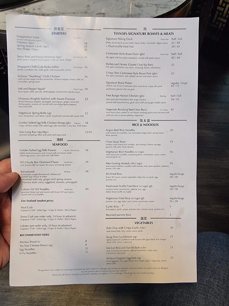 Menu, Tian38