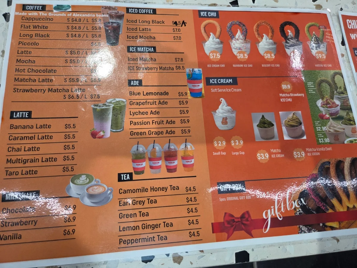 Menu, Churros 1500 Hurstville