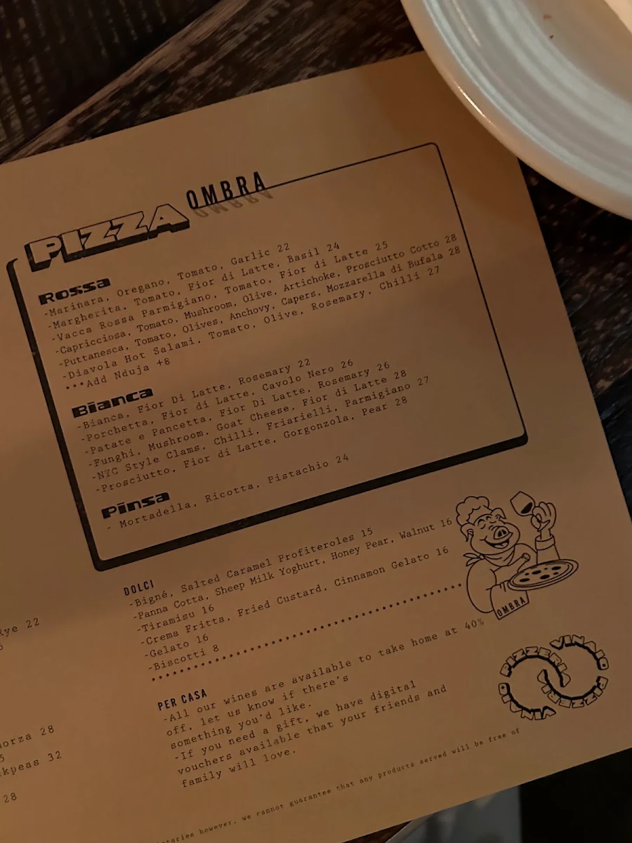 Menu, Ombra