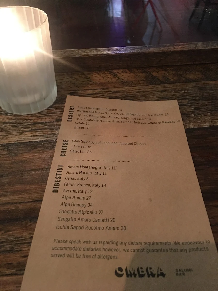 Menu, Ombra