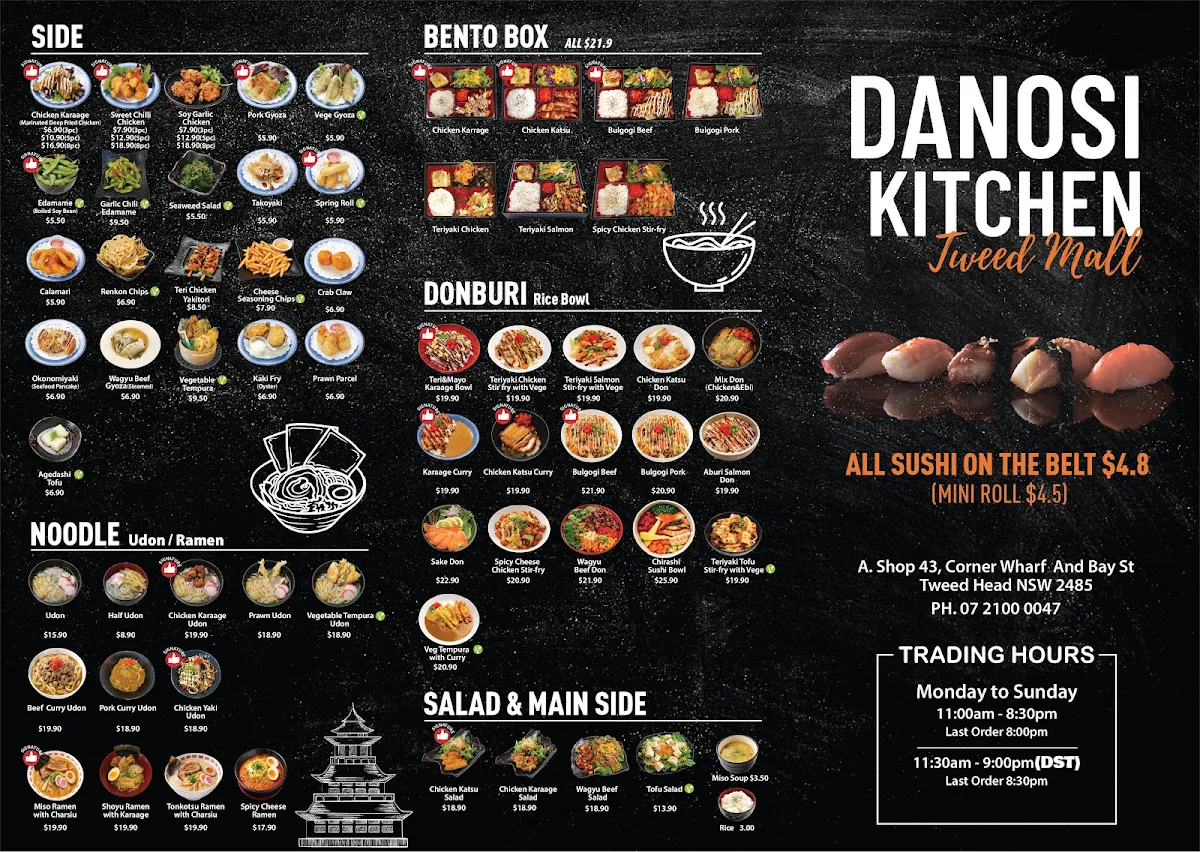 Menu, Danosi Kitchen Tweed Mall