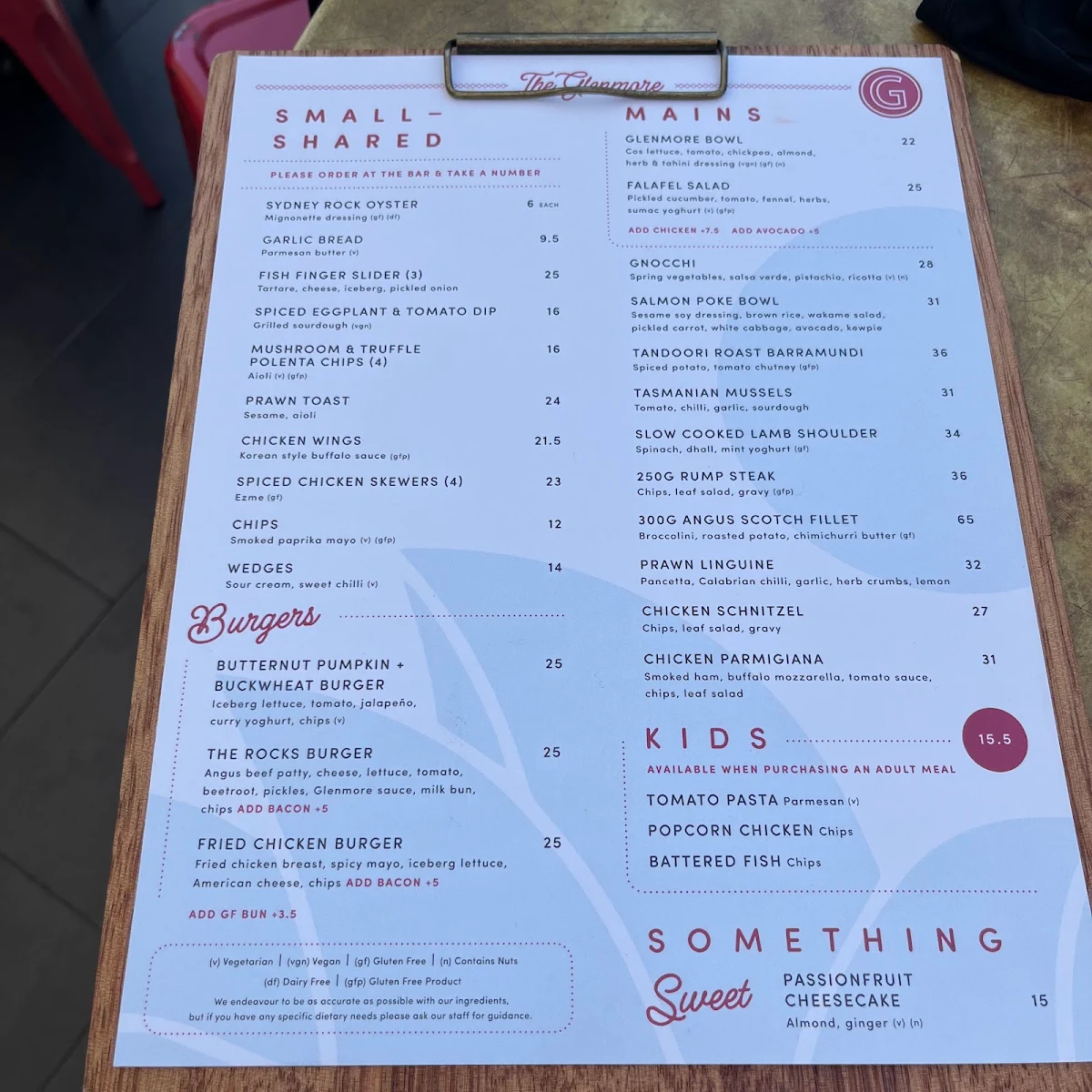 Menu, The Glenmore Hotel