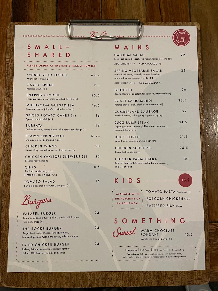 Menu, The Glenmore Hotel