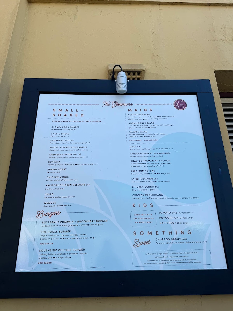 Menu, The Glenmore Hotel