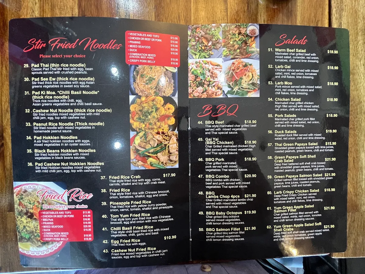 Menu, Sam Lor THAI Restaurant