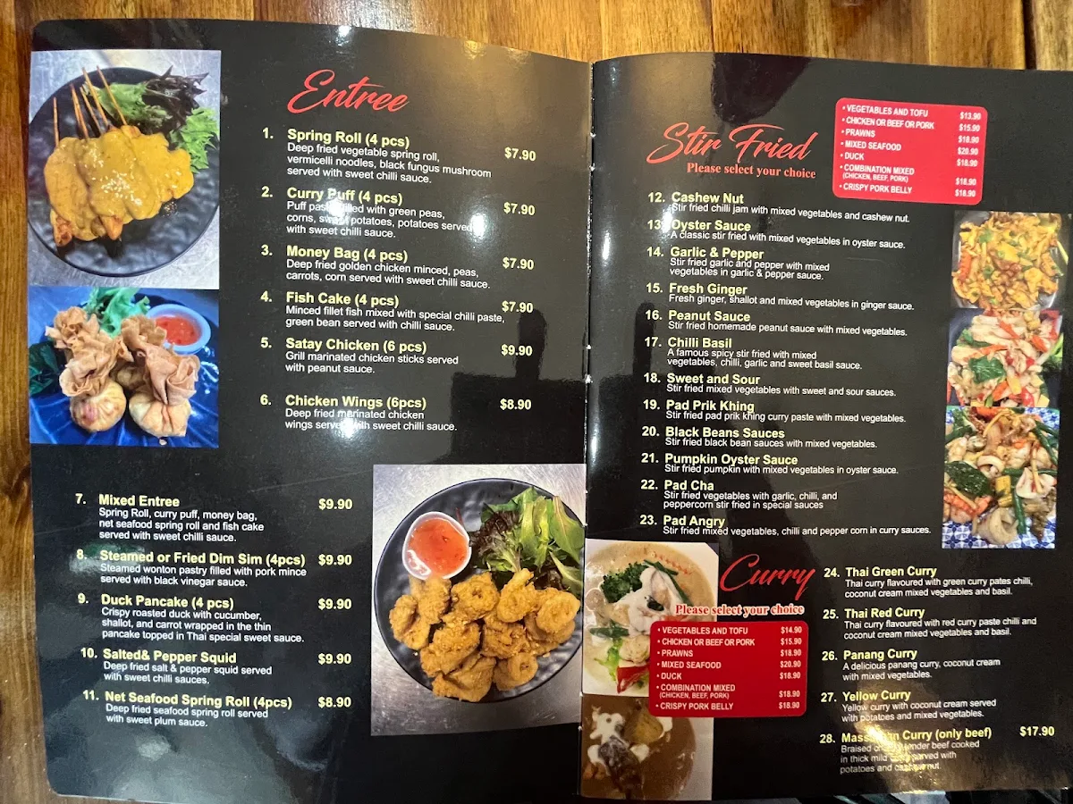 Menu, Sam Lor THAI Restaurant