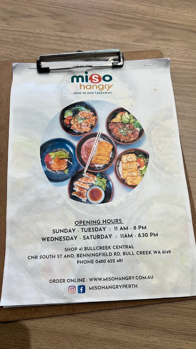 Menu, Miso Hangry Bull Creek