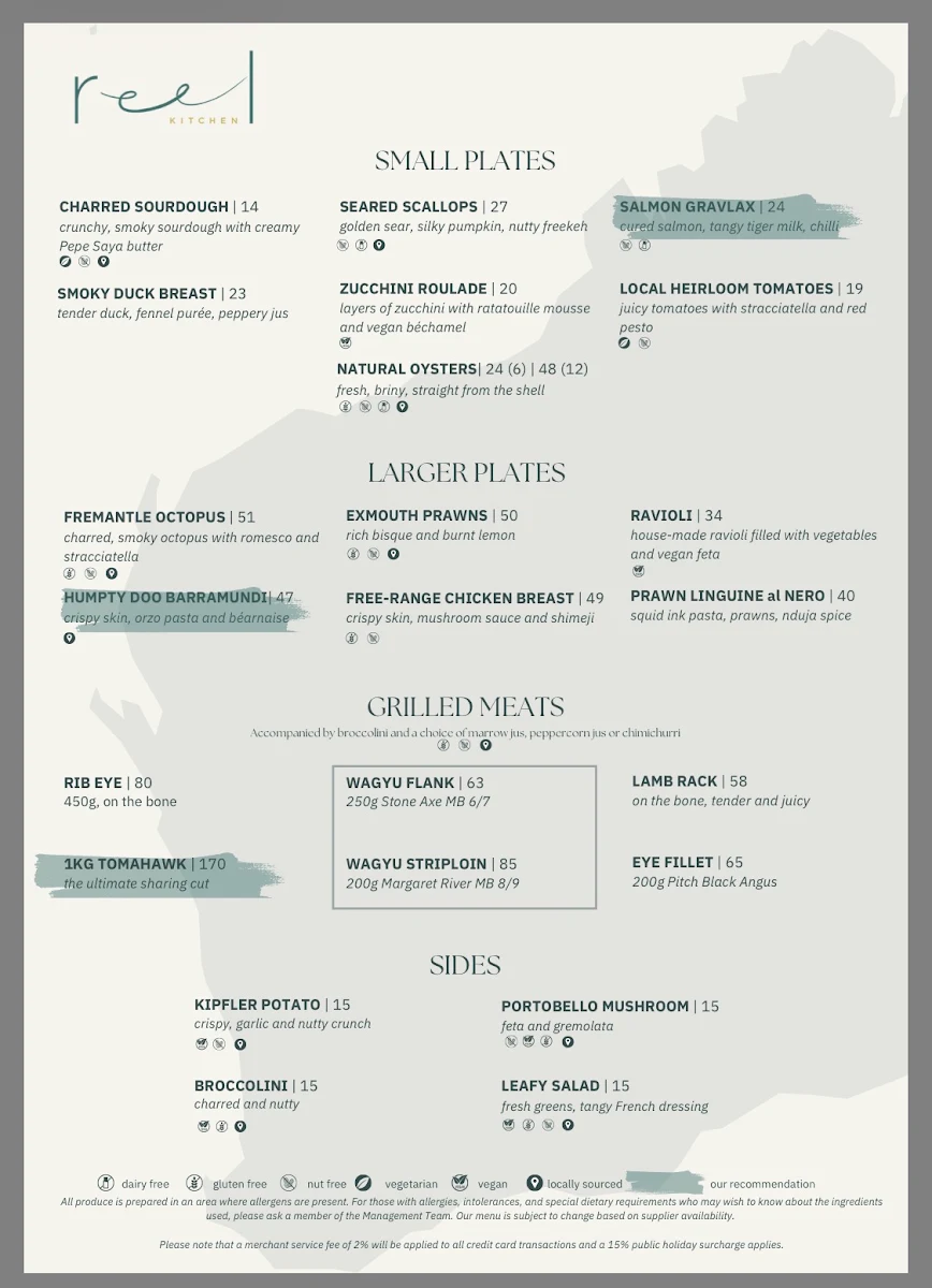 Menu, Miso Hangry Bull Creek