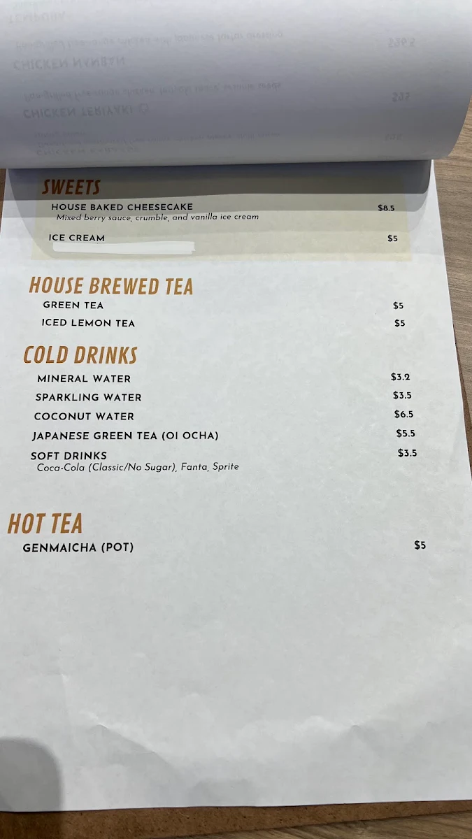 Menu, Miso Hangry Bull Creek