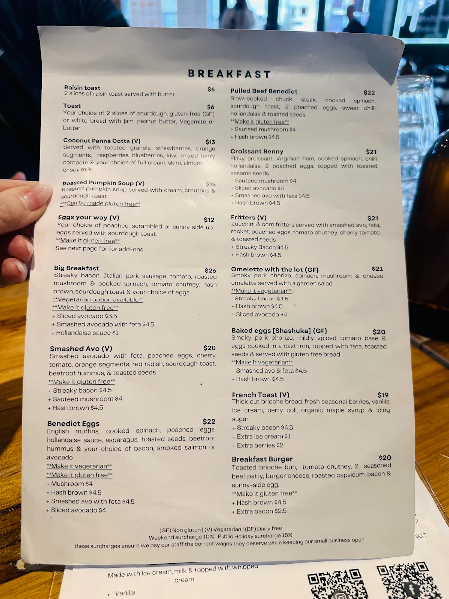 Menu, Madame Dolce Cafe