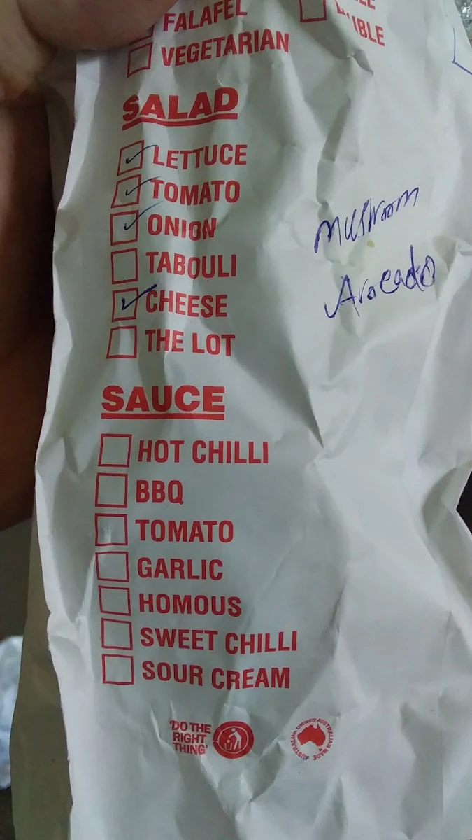Menu, Sunshine Kebabs