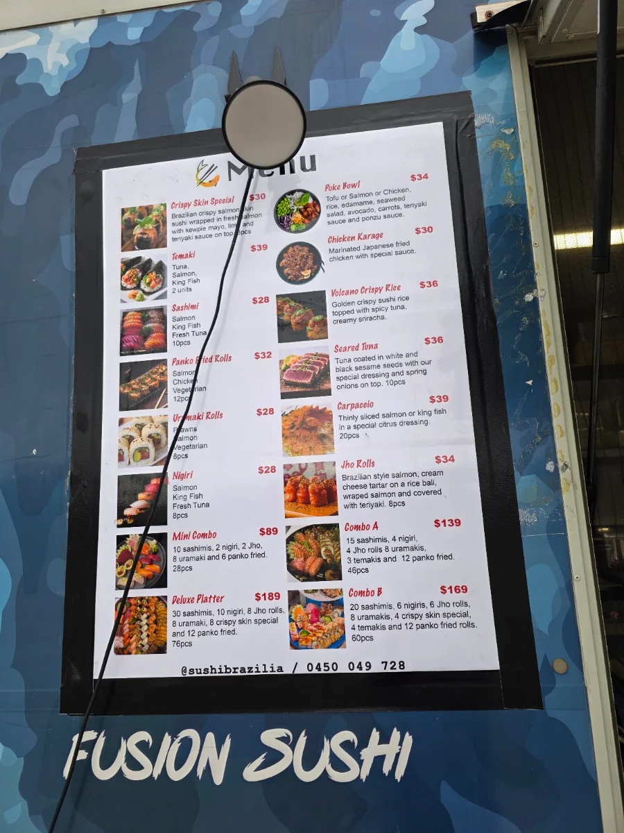 Menu, Sushi Brazilia