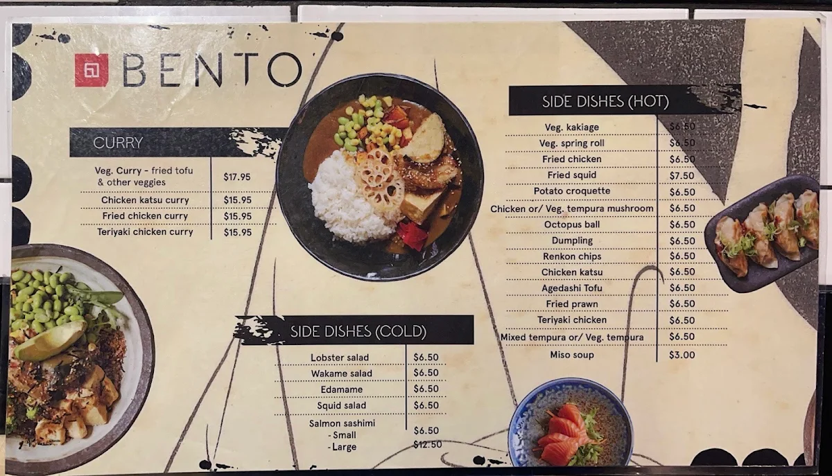 Menu, Bento Moonah
