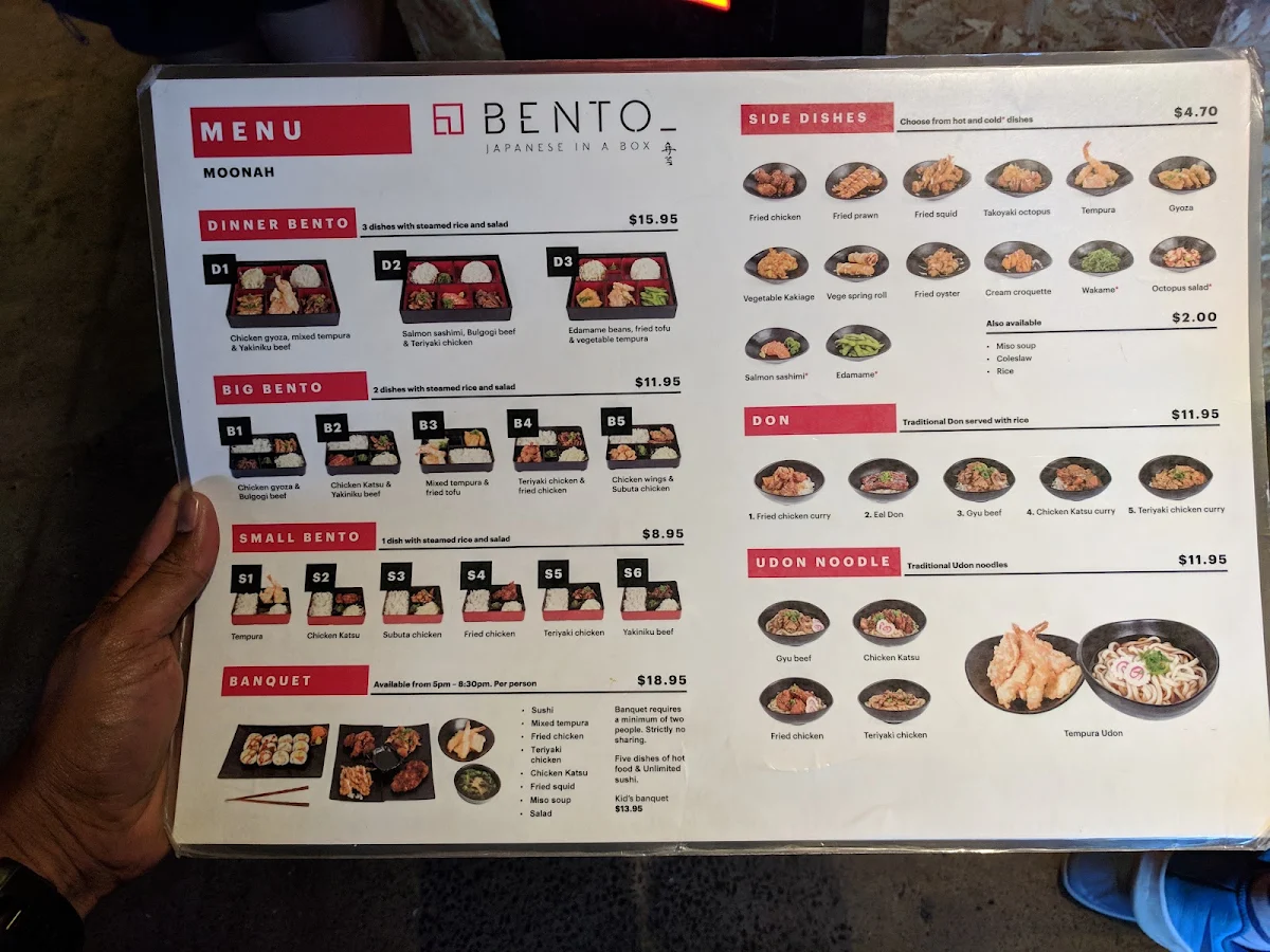 Menu, Bento Moonah