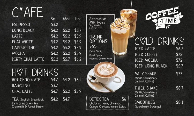 Menu, Baringa Bakery & Cafe