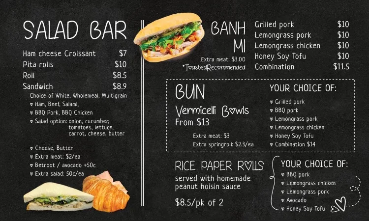 Menu, Baringa Bakery & Cafe