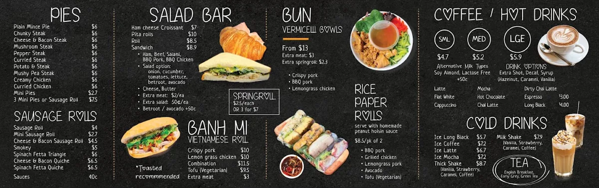 Menu, Baringa Bakery & Cafe