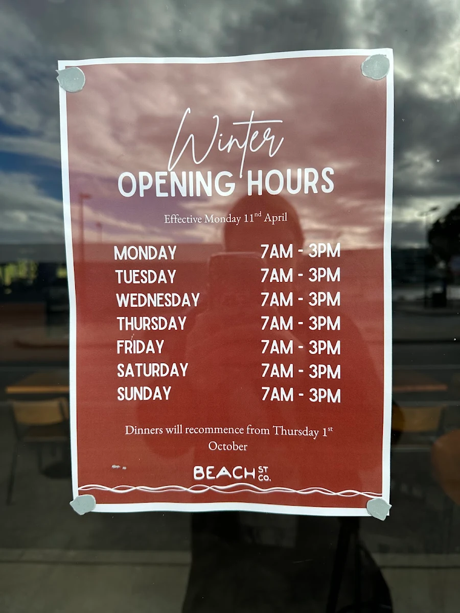Menu, Beach St Co.