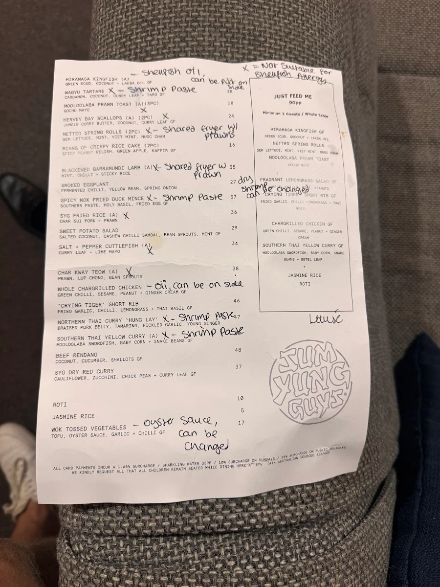 Menu, Sum Yung Guys Restaurant