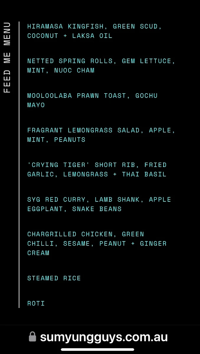 Menu, Sum Yung Guys Restaurant