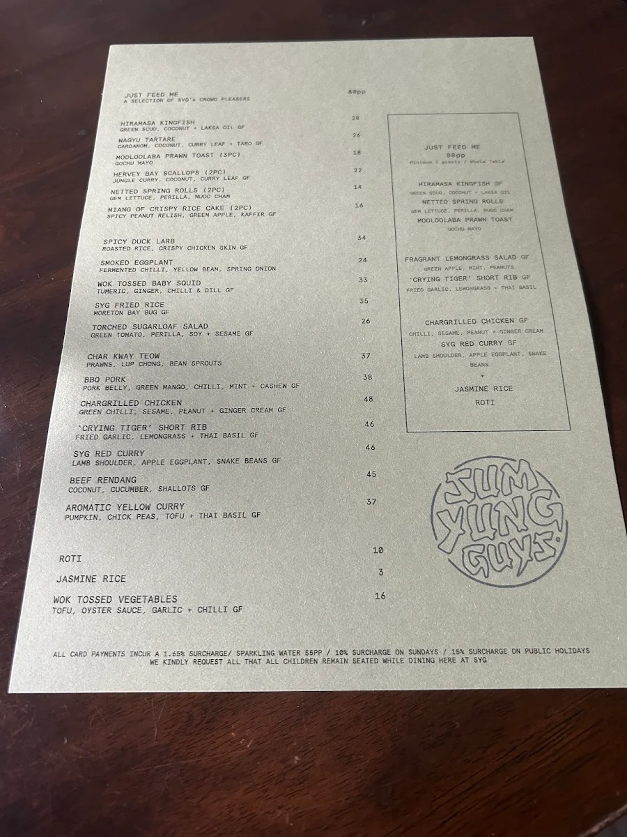 Menu, Sum Yung Guys Restaurant