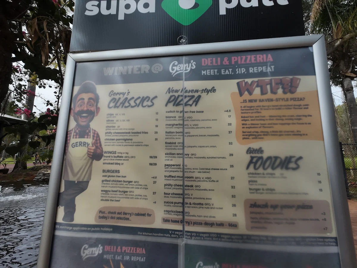 Menu, Gerry's Deli & Pizzeria
