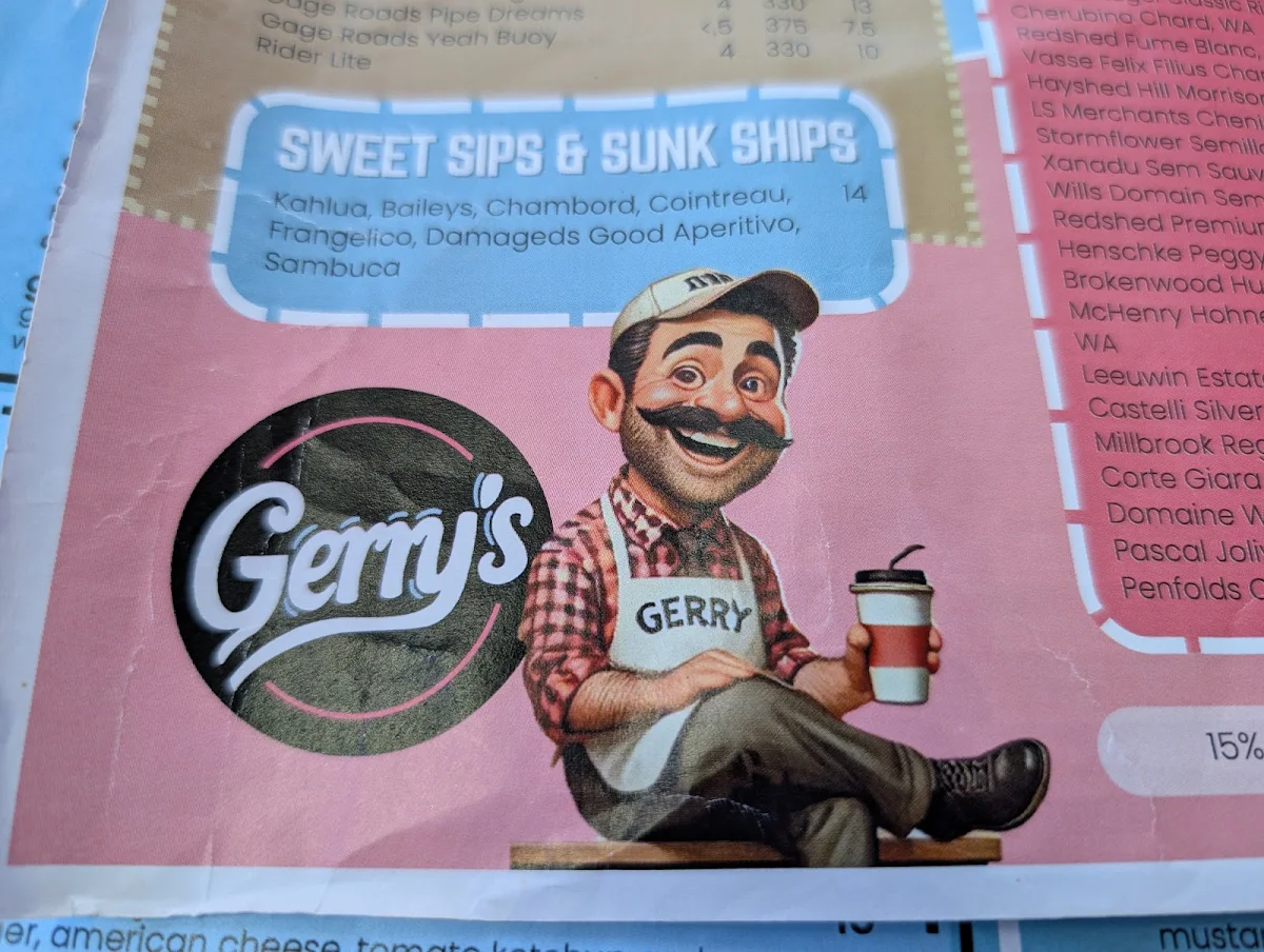 Menu, Gerry's Deli & Pizzeria