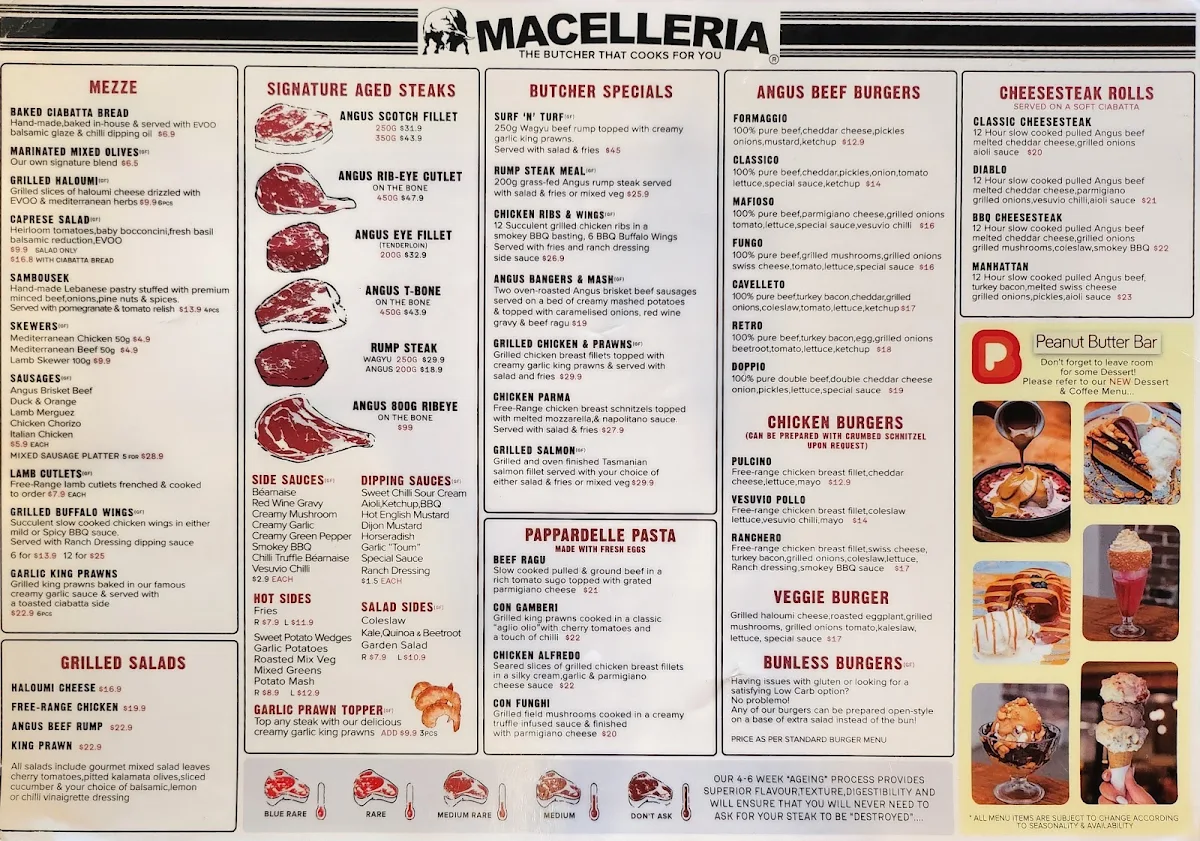 Menu, Macelleria Newtown