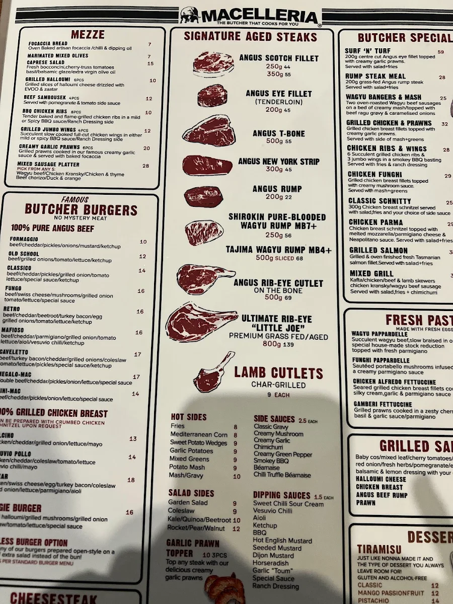 Menu, Macelleria Newtown