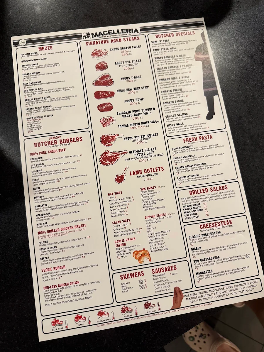 Menu, Macelleria Newtown