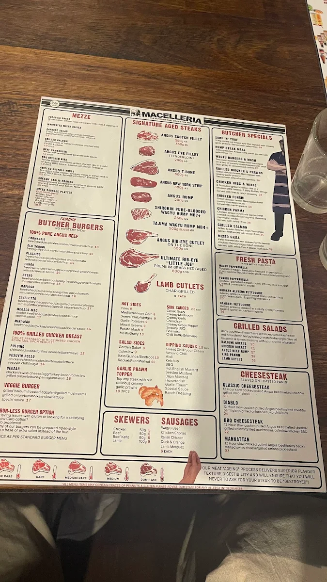 Menu, Macelleria Newtown