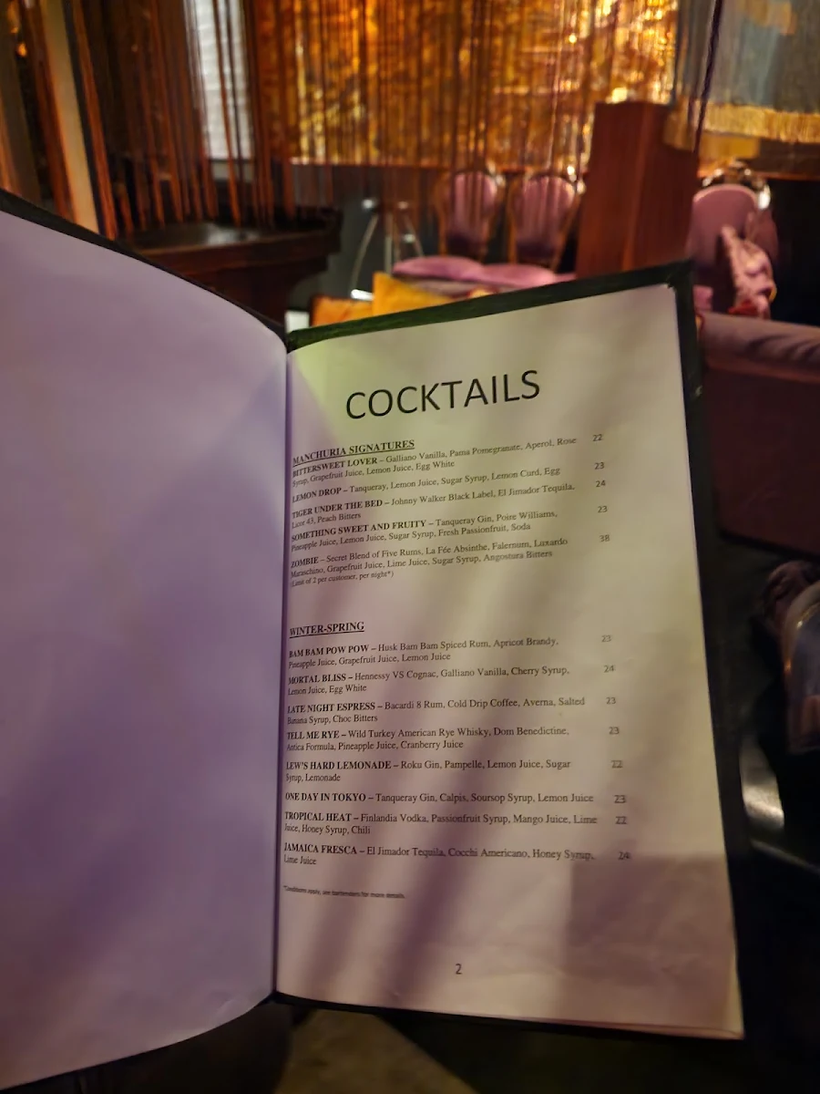 Menu, Manchuria
