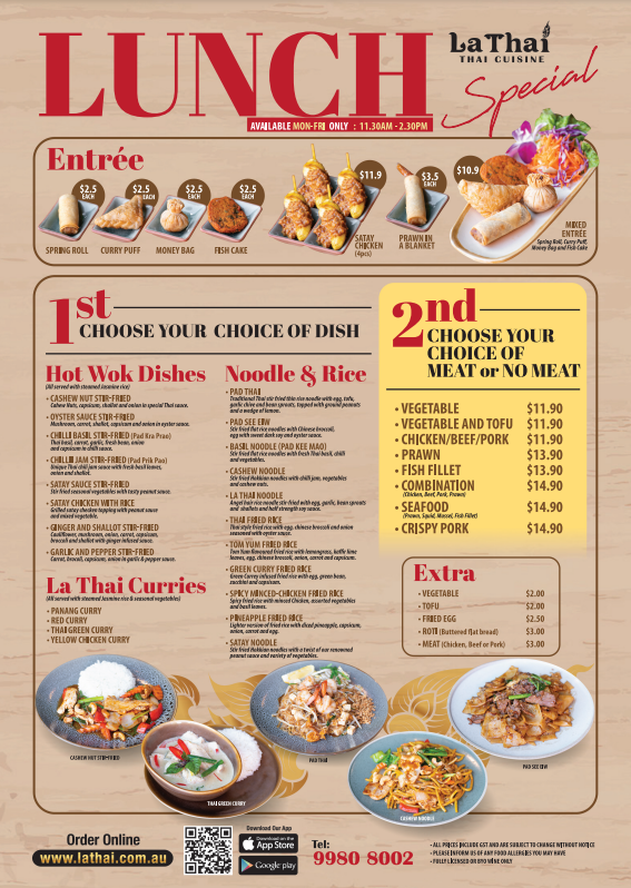 Menu, La Thai