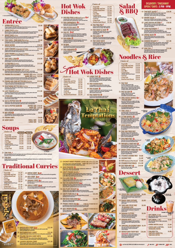 Menu, La Thai