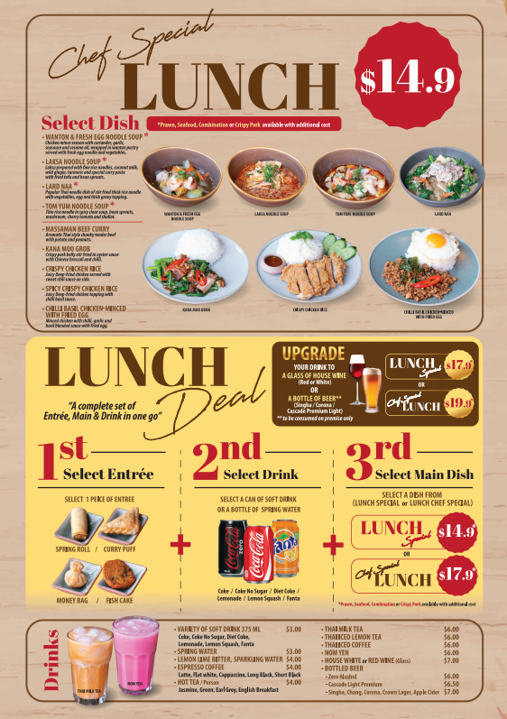Menu, La Thai