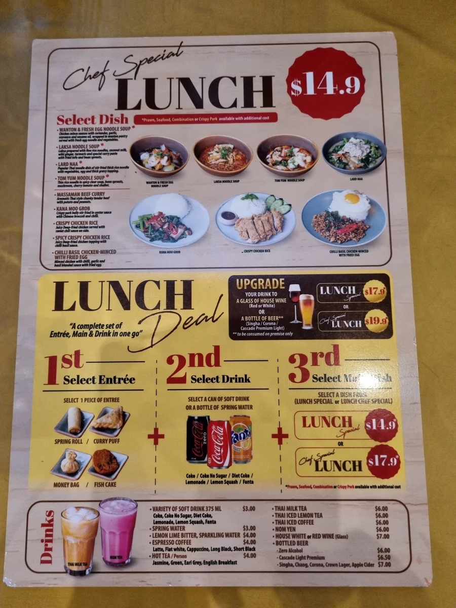 Menu, La Thai