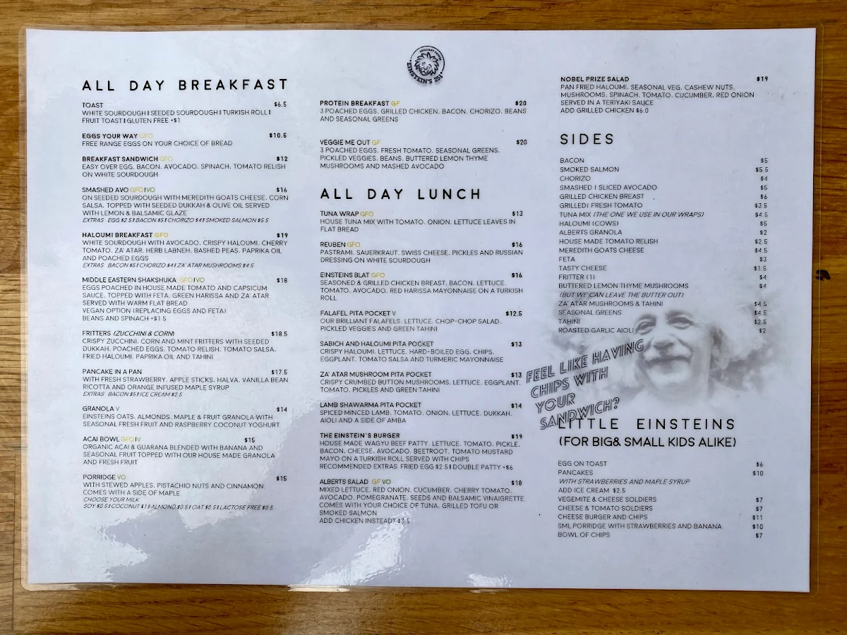 Menu, Einstein's 251