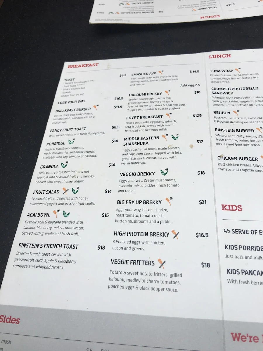 Menu, Einstein's 251