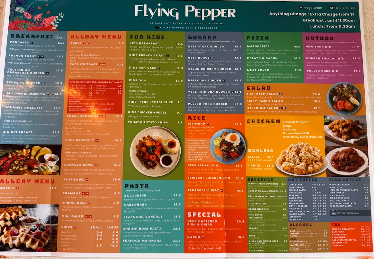Menu, Flying Pepper