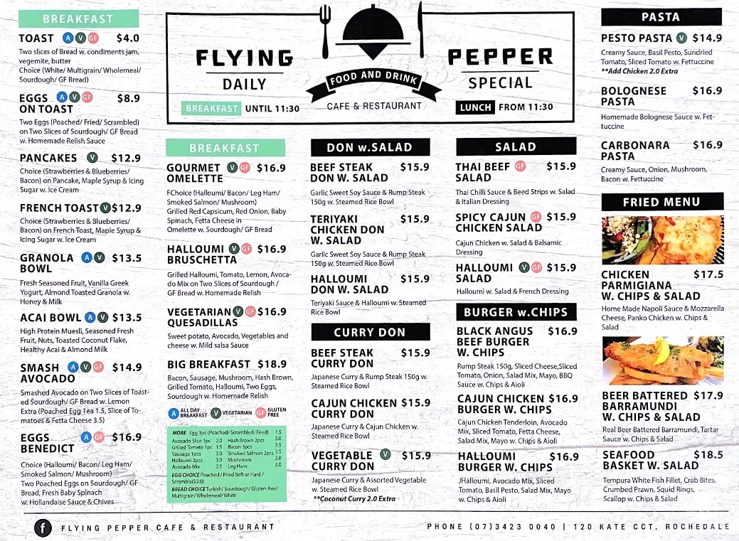 Menu, Flying Pepper