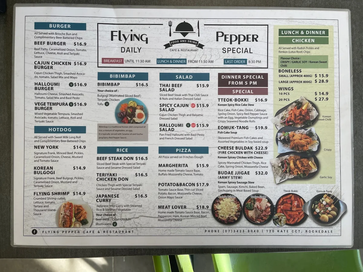 Menu, Flying Pepper