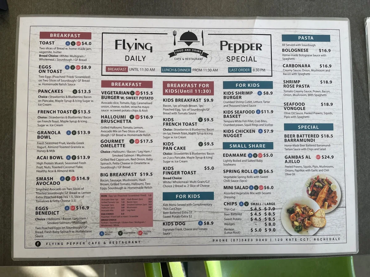 Menu, Flying Pepper