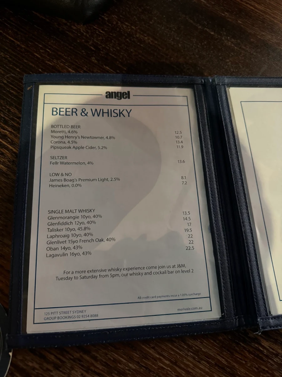 Menu, Angel Hotel