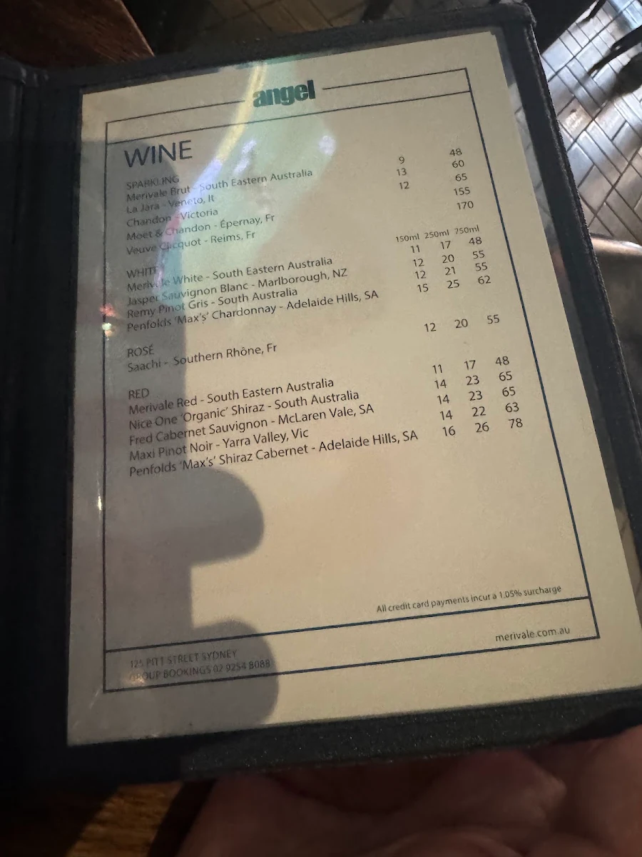 Menu, Angel Hotel