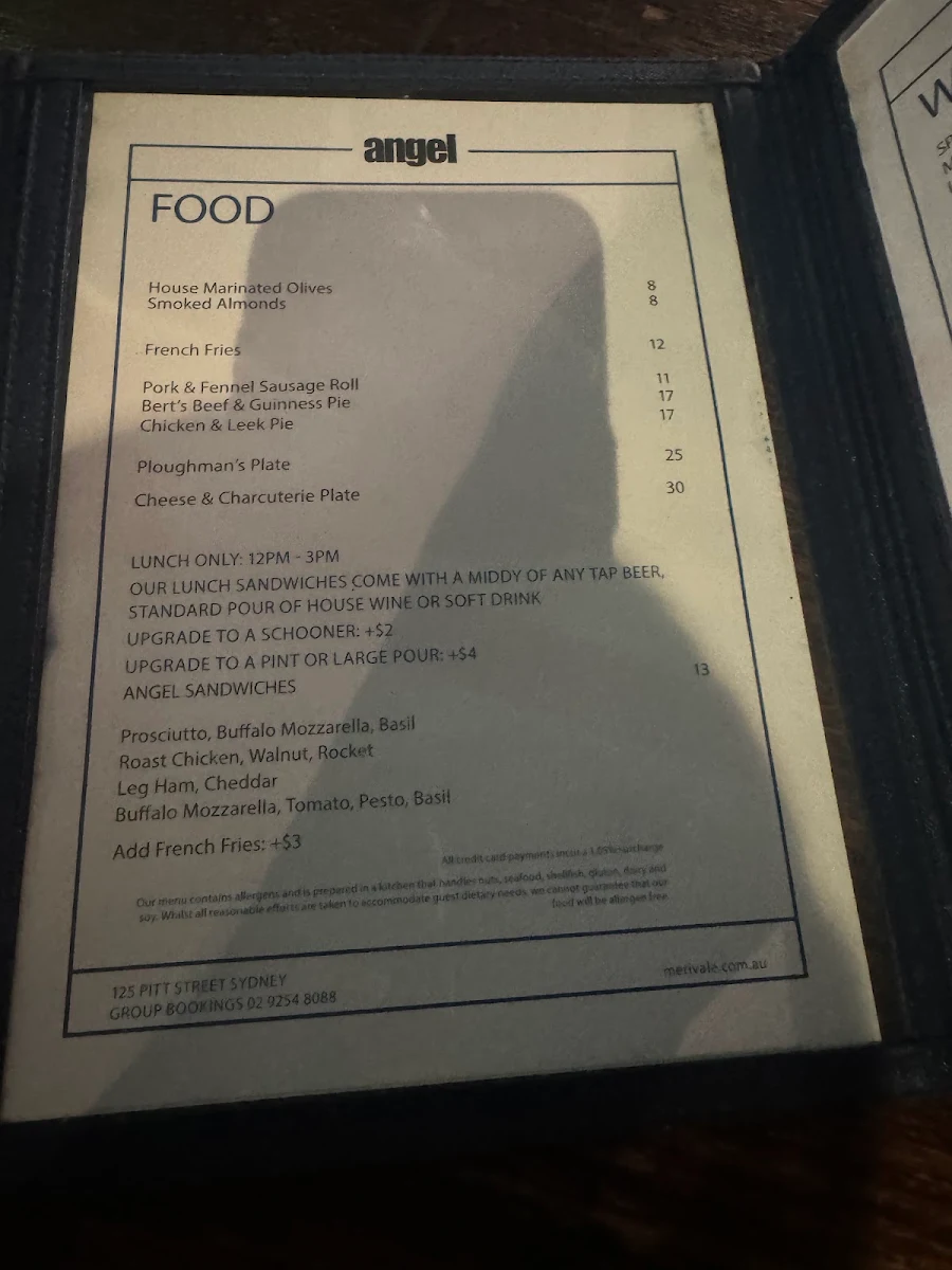 Menu, Angel Hotel
