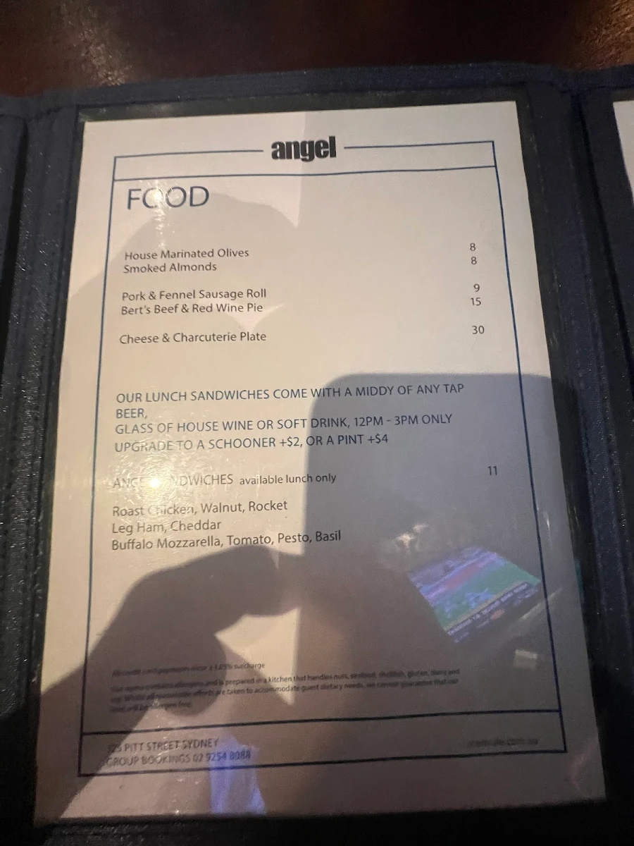 Menu, Angel Hotel