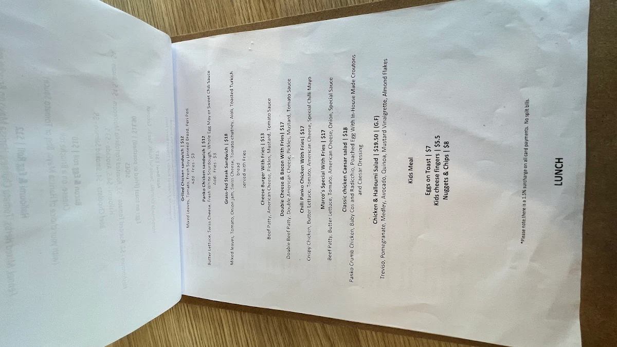 Menu, Espressorico