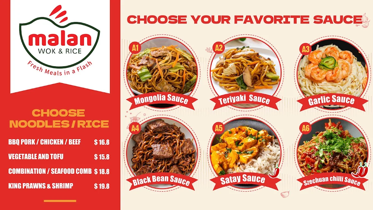 Menu, Malan Wok & Rice Chinese Food